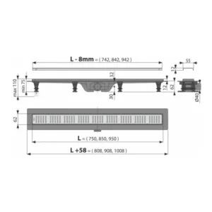 Alca APZ10 tuš kanalica Alca APZ10 Simple tuš kanalica sa inox rešetkom