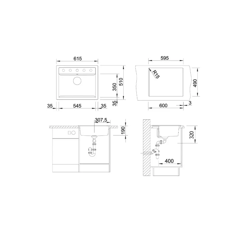 Blanco Dalago 6 sudopera 61,5x51 cm crna 525873