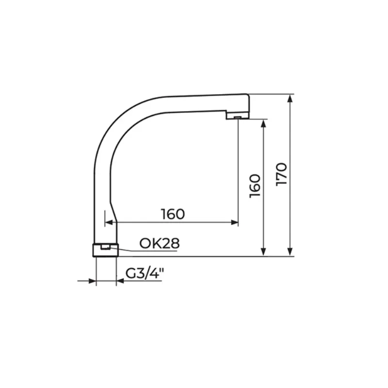 Rosan PIJ32KING J izliv 160 mm Ø24 mm sa NEOPERL HC perlatorom
