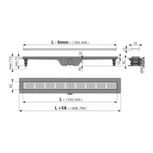 Alca APZ10 tuš kanalica 65 cm APZ10-650 Alca APZ10 Simple tuš kanalica 65 cm sa inox rešetkom APZ10-650