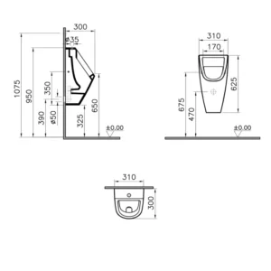 Vitra Integra zidni pisoar sa gornjim dovodom vode beli 5462B003-1069