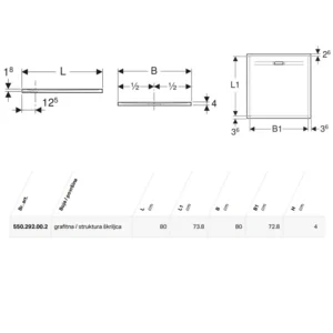 Geberit Sestra tuš kada 80×80 grafitna 550.292.00.2
