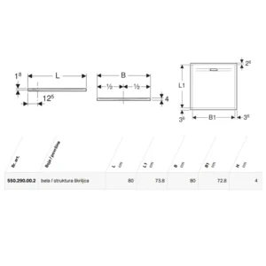 Geberit Sestra tuš kada 80×80 bela 550.290.00.2 Geberit Sestra tuš kada 80×80 bela sa strukturom škriljca 550.290.00.2