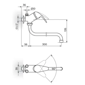Rosan King slavina za sudoperu J362003 zidna za protočni bojler izliv 300mm hrom