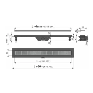 Alca mesingana tuš kanalica 65 cm APZ10BLACK-650B Alca APZ10BLACK-BRASS tuš kanalica 65 cm sa mesinganom rešetkom APZ10BLACK-650B
