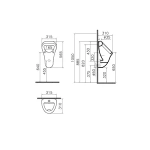 Vitra S20 pisoar sa gornjim dovodom 6202B003-0198 Vitra S20 zidni pisoar sa gornjim dovodom vode beli 6202B003-0198