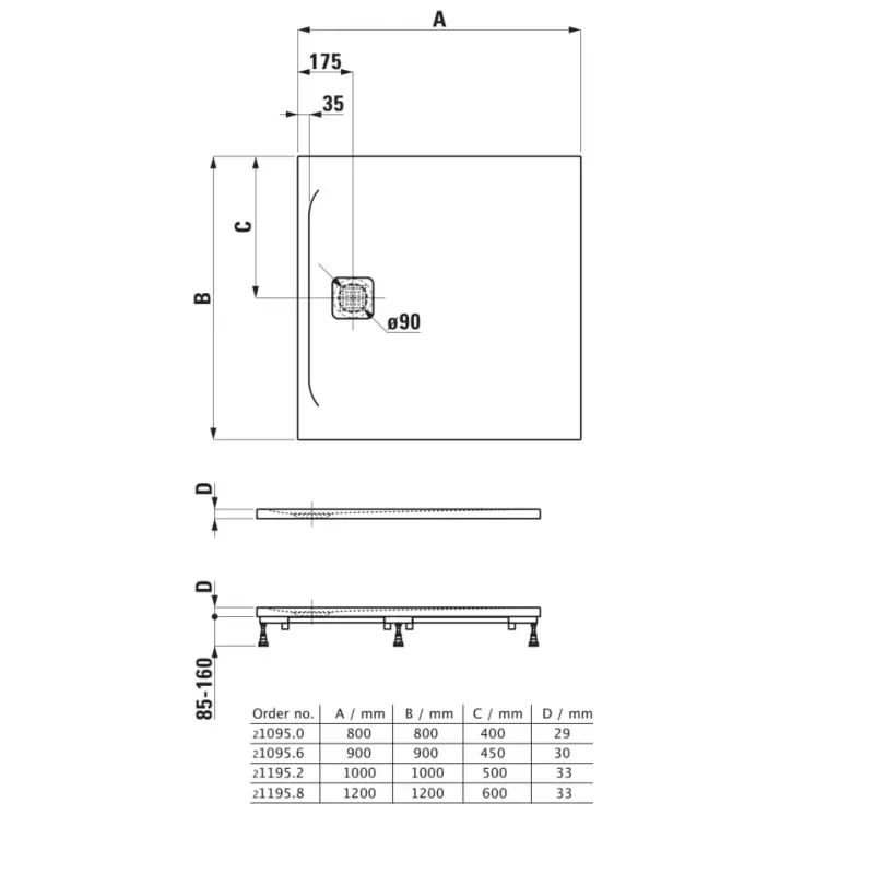 LAUFEN Pro Marbond tuš kada 90×90 cm - Slika 3