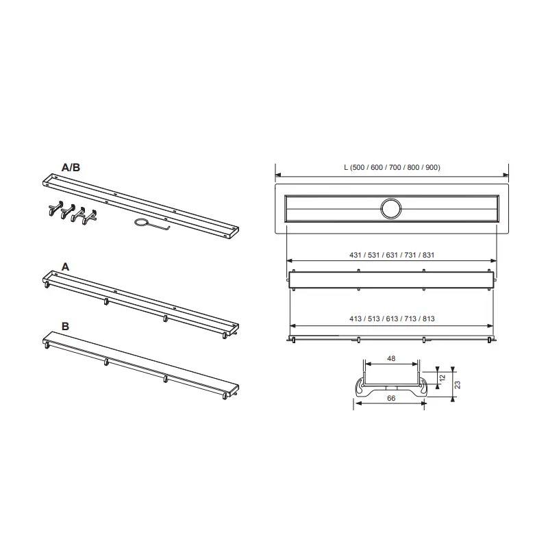 TECE Linus 2u1 rešetka za tuš kanalicu 80 cm (15190011) - Slika 2
