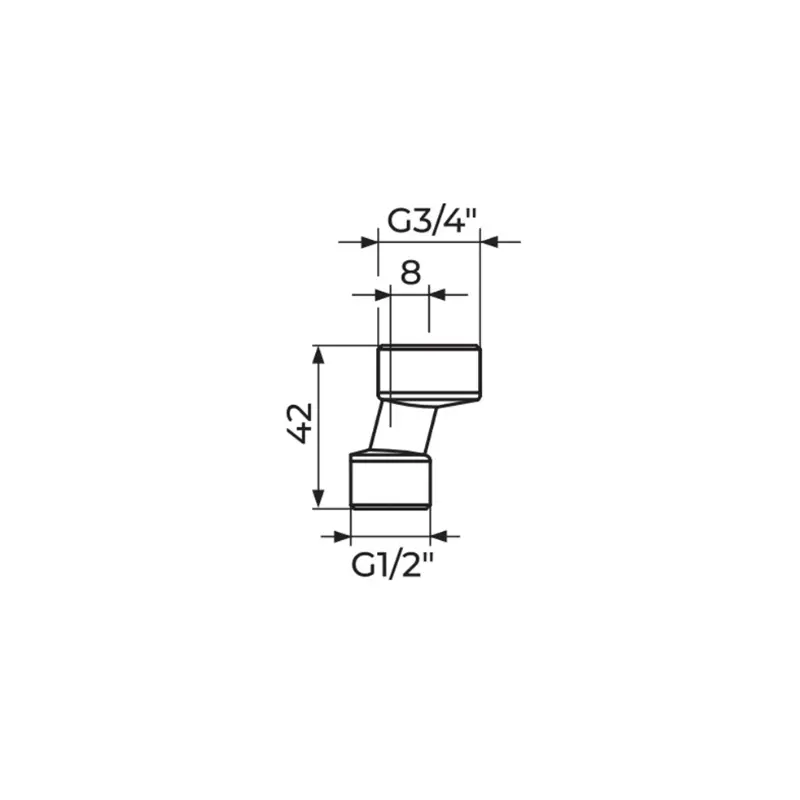 Rosan PEX42 Heavy Duty ekscentar koleno 1/2" × 3/4" dužine 42 mm