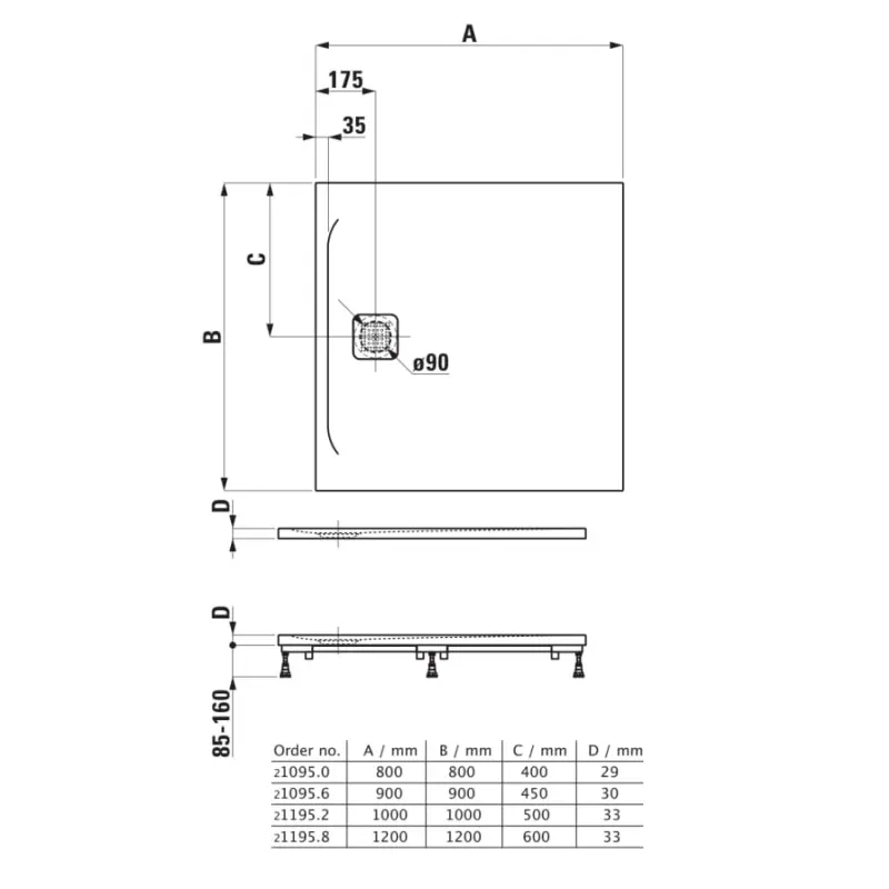 LAUFEN Pro Marbond tuš kada 80×80 cm - Slika 3