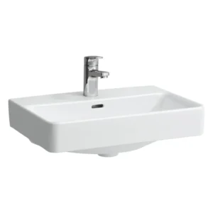 LAUFEN PRO S kompaktni zidni lavabo 55 × 38 cm 18958 LAUFEN PRO S 18958 beli kompaktni zidni lavabo 55 × 38 cm sa centralnim otvorom za slavinu i prelivom