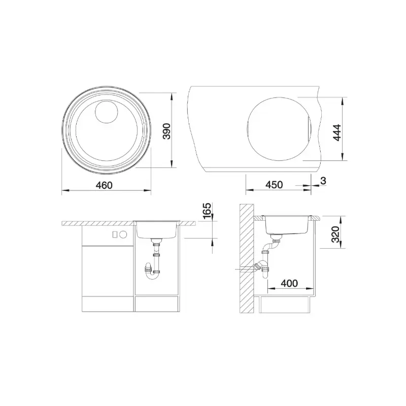Blanco Rondosol okrugla sudopera Ø46 cm brušeni inox 513306