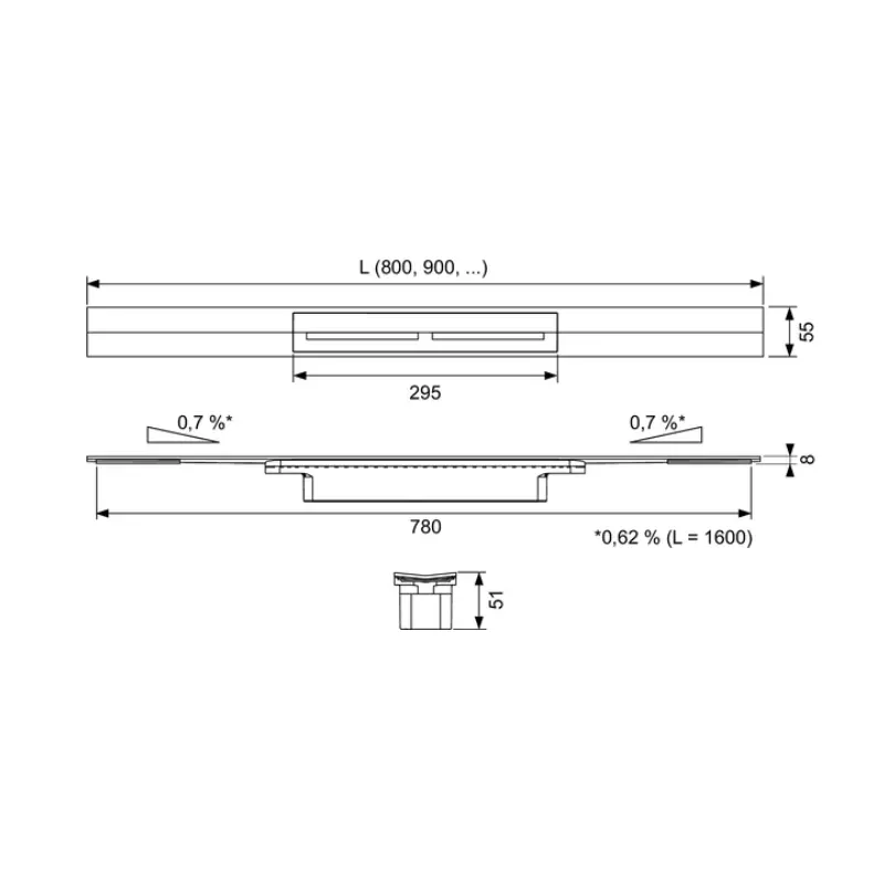 TECE Drainprofile tuš kanalica 90 cm brušeno zlato (670902) - Slika 2
