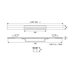 TECE Drainprofile tuš kanalica 80 cm zlato 670802 TECE Drainprofile tuš kanalica 80 cm brušeno zlato 670802