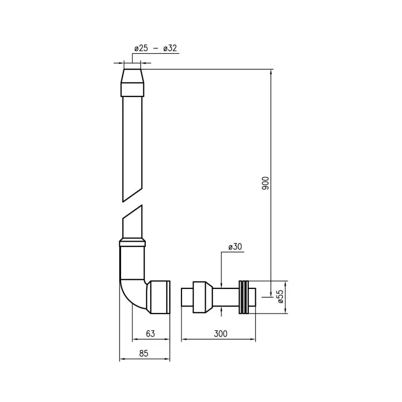 Idral ugradna odvodna cev za WC ispirni ventil 08066–08067 (08065TBK) - Slika 2