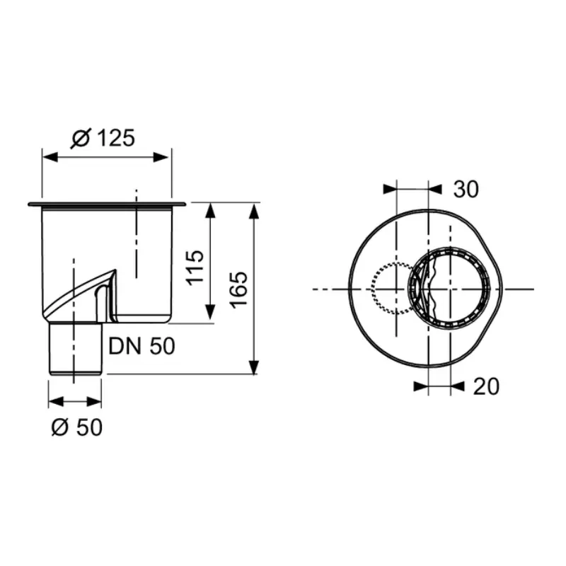 TECE Drainline vertikalni odvod DN 50 za tuš kanalicu (650003) - Slika 2