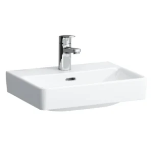 LAUFEN PRO S mali zidni lavabo 45 × 34 cm 15961 LAUFEN PRO S 15961 mali beli zidni lavabo 45 × 34 cm sa centralnim otvorom za slavinu i prelivom