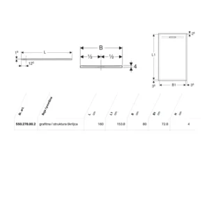 Geberit Sestra tuš kada 160×80 grafitna struktura škriljca šifra 550.278.00.2