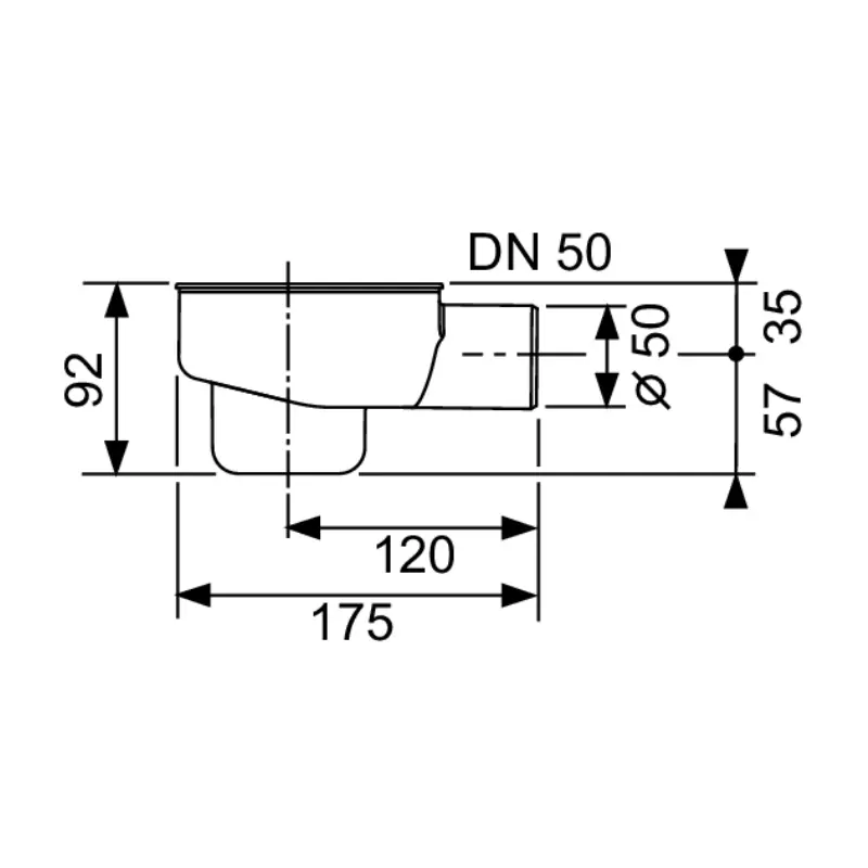 TECE Drainline standardni bočni odvod DN 50 za tuš kanalicu (650001) - Slika 2