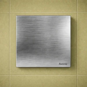 AWENTA PES100 dekorativna maska za ventilator u inox završnici montirana na keramičkom zidu