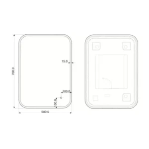 Tehnički prikaz DUBIEL VITRUM Senso Plus ogledala 5905241006895, širina 50 cm, visina 70 cm, dbina nije dostupna