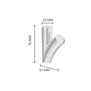 Tehnički prikaz SMEDBO Life kukice 1/1 GK100, širina 2,2 cm, visina 7,5 cm, dubina 5,1 cm