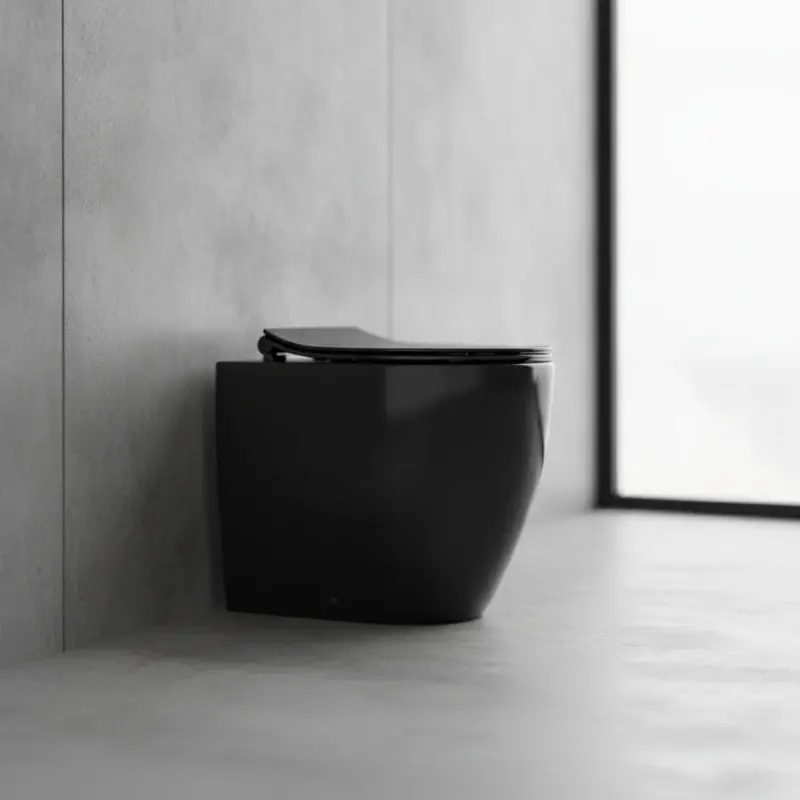 AXA GLOMP WC šolja podna back-to-wall rimless crna 0201407, dimenzije 36,5 × 51 cm