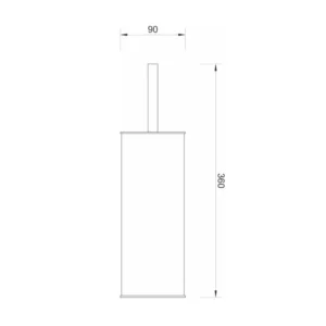 Tehnički prikaz MINOTTI WC četke četvrtaste inox YS100S, širina 9 cm, visina 36 cm, dubina nije dostupna