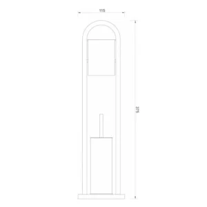 Tehnički prikaz MINOTTI WC četka seta hrom TU-01, širina 11,5 cm, visina 37,5 cm, dubina nije dostupna