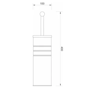 Tehnički prikaz MINOTTI WC četke hrom YS100D-H, širina 10 cm, visina 40 cm, dubina nije dostupna