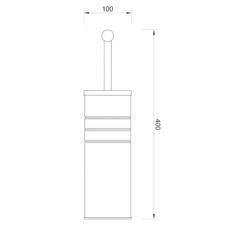 Tehnički prikaz MINOTTI WC četke hrom YS100D-H, širina 10 cm, visina 40 cm, dubina nije dostupna