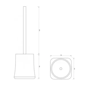 Tehnički prikaz MINOTTI Concept WC četke crna mat C-07-101-B, držač širine 12 cm i visine 13,5 cm, dužina četke 27 cm, dubina nije dostupna
