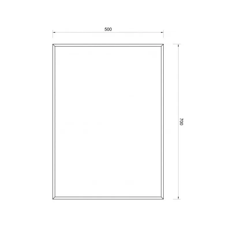 Tehnički prikaz MINOTTI ogledala 1018, širina 50 cm, visina 70 cm, bez rama, bez police i bez LED osvetljenja