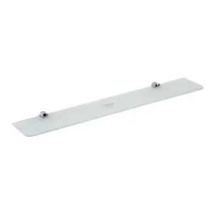 BEMETA Alfa staklena polica etažer 600 mm 102402242, cink i staklo, srebrna boja, dimenzije 60 × 2,2 × 12,5 cm