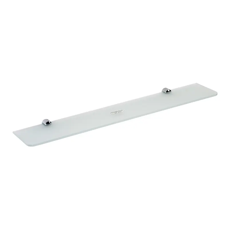 BEMETA Alfa staklena polica etažer 600 mm 102402242, cink i staklo, srebrna boja, dimenzije 60 × 2,2 × 12,5 cm