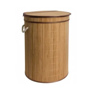 MINOTTI bambus korpa za veš okrugla C-07-530N, svetlosmeđa boja, sa poklopcem, dimenzije Ø40 × 60 cm