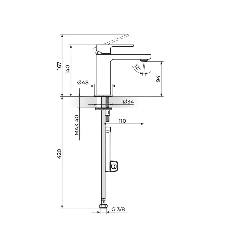 Rosan S2 Gold slavina za lavabo hladna voda (254101G) - Slika 3