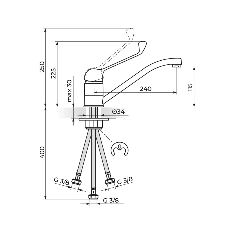 Rosan King slavina za lavabo lekarska 3 cevi (J381L003) - Slika 3