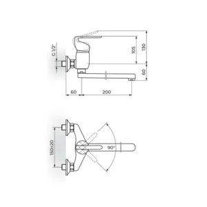 Rosan King Plus slavina za sudoperu JK321020 zidna izliv 200mm hrom