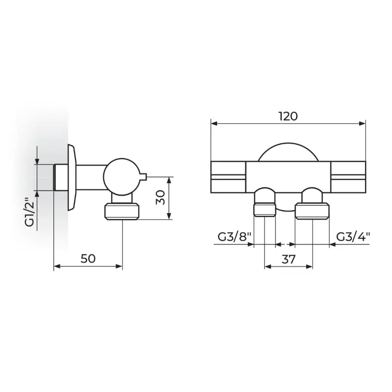 ROSAN Armor A683834 ugaoni ventil 1/2 x 3/4