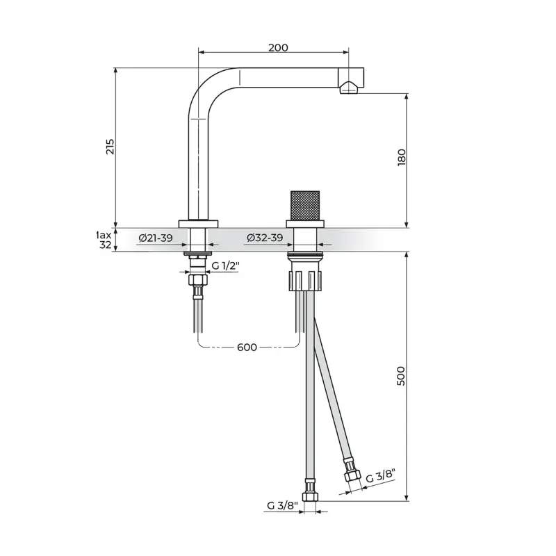 Rosan S2 Black 230409B slavina za lavabo podgradna crna