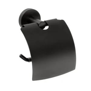 BEMETA Dark držač toalet papira sa poklopcem 104112010, crna mat izvedba, mesing, dimenzije 14 × 15.5 × 8 cm