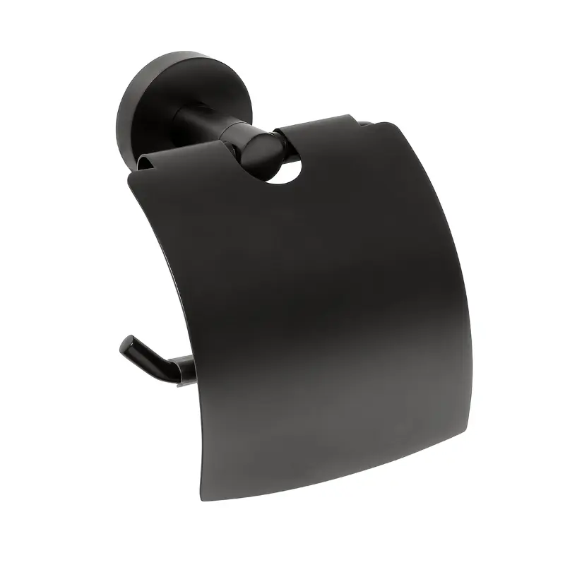 BEMETA Dark držač toalet papira sa poklopcem 104112010, crna mat izvedba, mesing, dimenzije 14 × 15.5 × 8 cm
