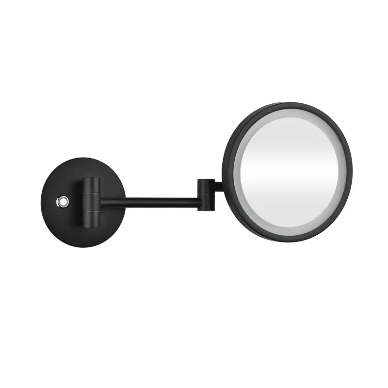BEMETA Dark ogledalo sa LED svetlom 112101140, crna izvedba, 5x uveličavanje, dimenzije 25.5 × 20 × 40 cm