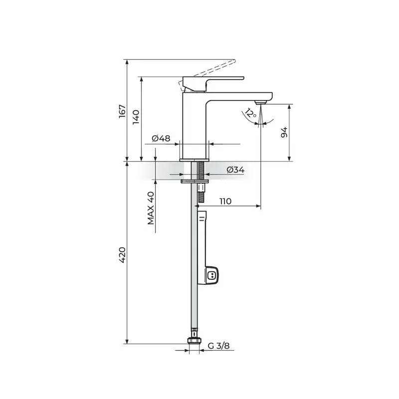 Rosan S2 Black 254101B slavina za lavabo crna mat