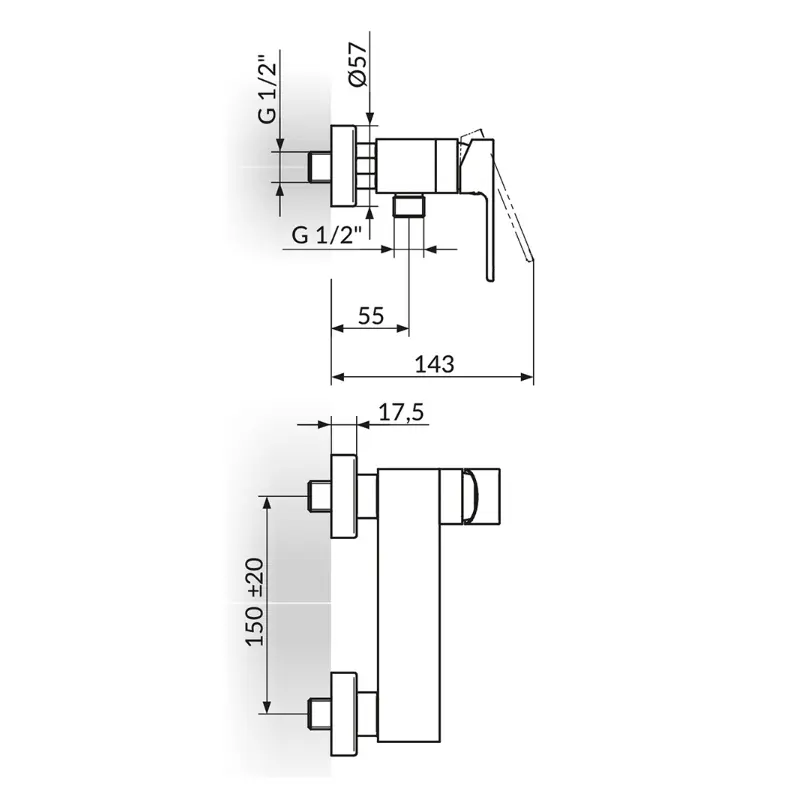 Rosan S2 Black slavina za kadu 237101B crna mat