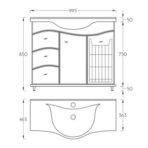 Lavabo sa ormaricem Pino Art Mond 105 cm bela
