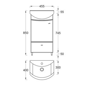 Lavabo sa ormaricem Pino Art Mond 45 cm bela