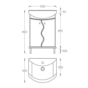 Lavabo sa ormaricem Pino Art Mond 55 cm bela