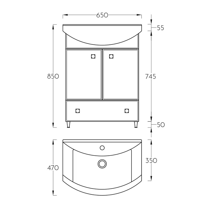PINO ART Mond lavabo sa ormarićem 65cm (0034) - Slika 3